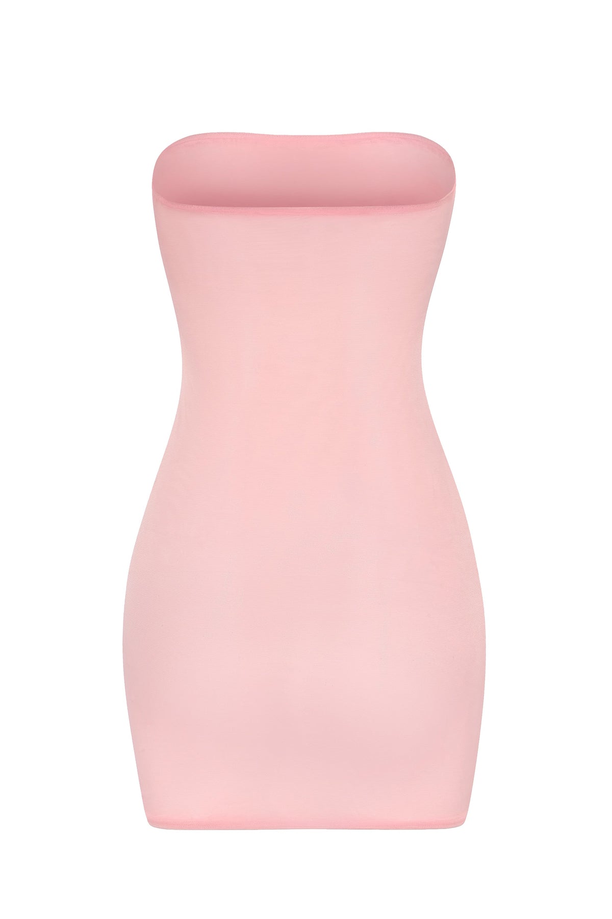 Chic Soft Sheer-Mesh Bandeau Mini Slip Dress in Pink