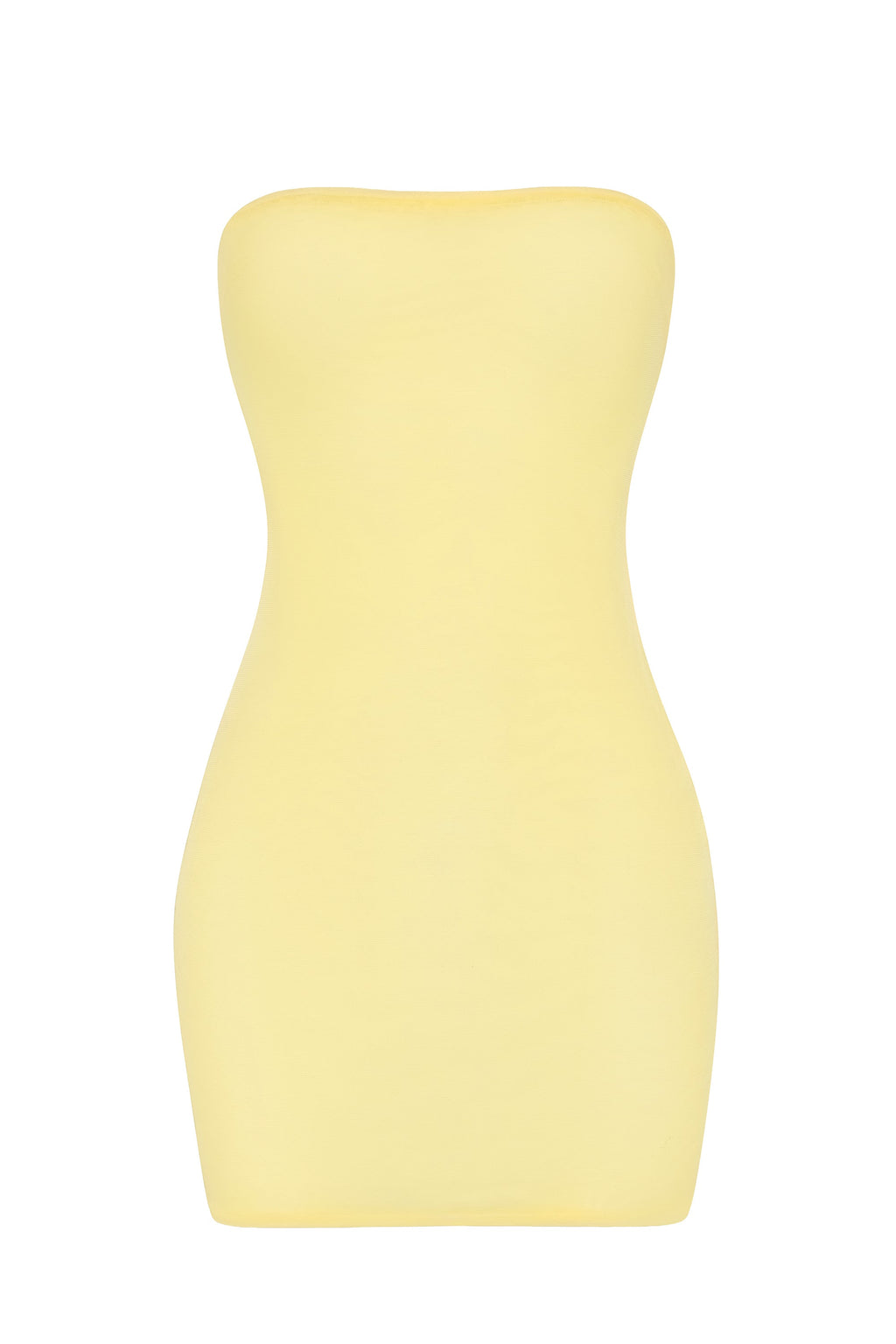 Chic Soft Sheer-Mesh Bandeau Mini Slip Dress in Yellow