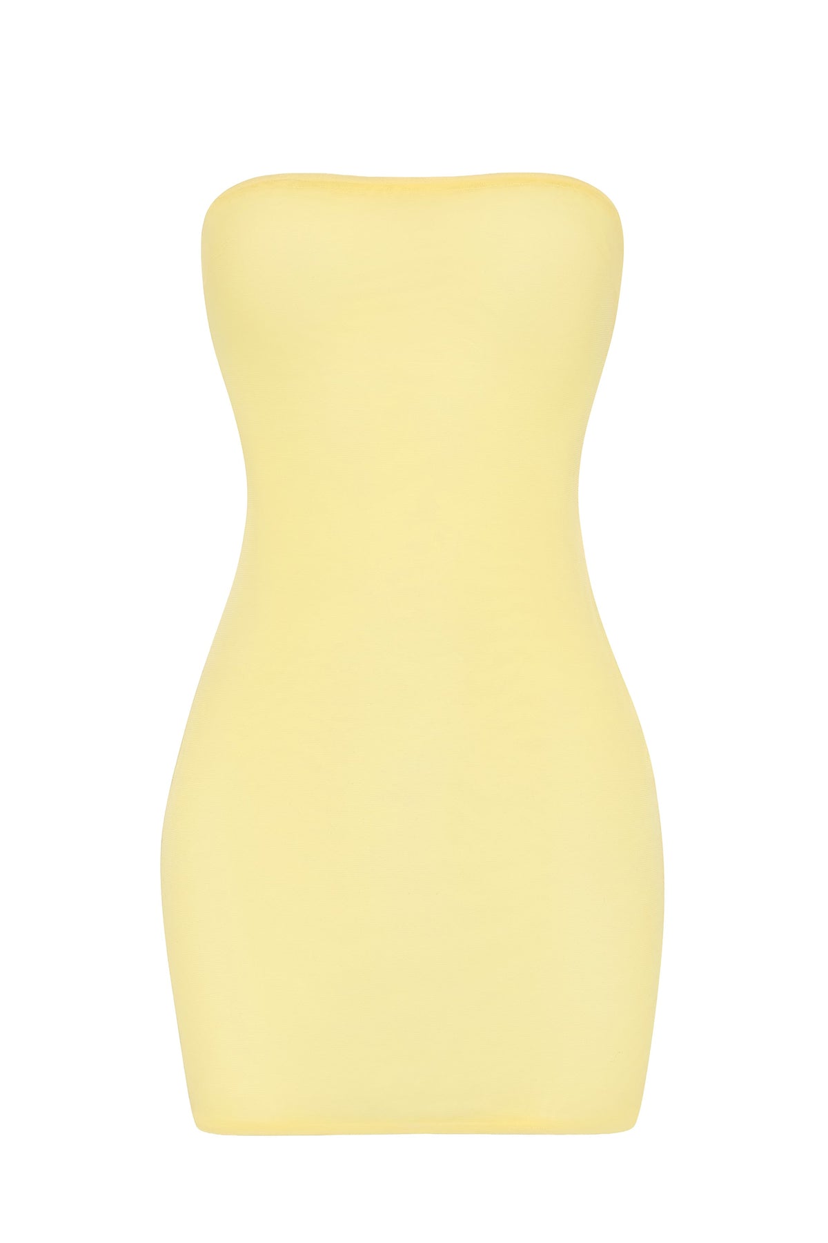 Chic Soft Sheer-Mesh Bandeau Mini Slip Dress in Yellow