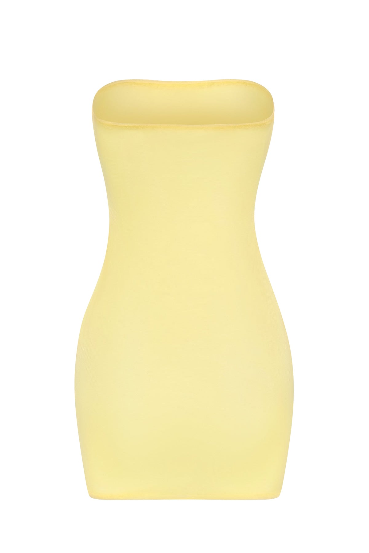 Chic Soft Sheer-Mesh Bandeau Mini Slip Dress in Yellow