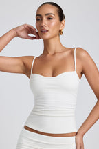 Chic Modal Ruched Layered Tank Top in White