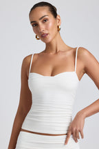 Chic Modal Ruched Layered Tank Top in White