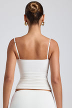 Chic Modal Ruched Layered Tank Top in White