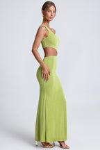 Chic Hardware Detail One-Shoulder Maxi Dress in Olive