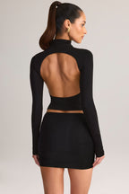 Chic Modal Ruched Mid-Rise Mini Skirt in Black