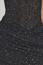 Chic Embellished One-Shoulder Mini Dress in Black