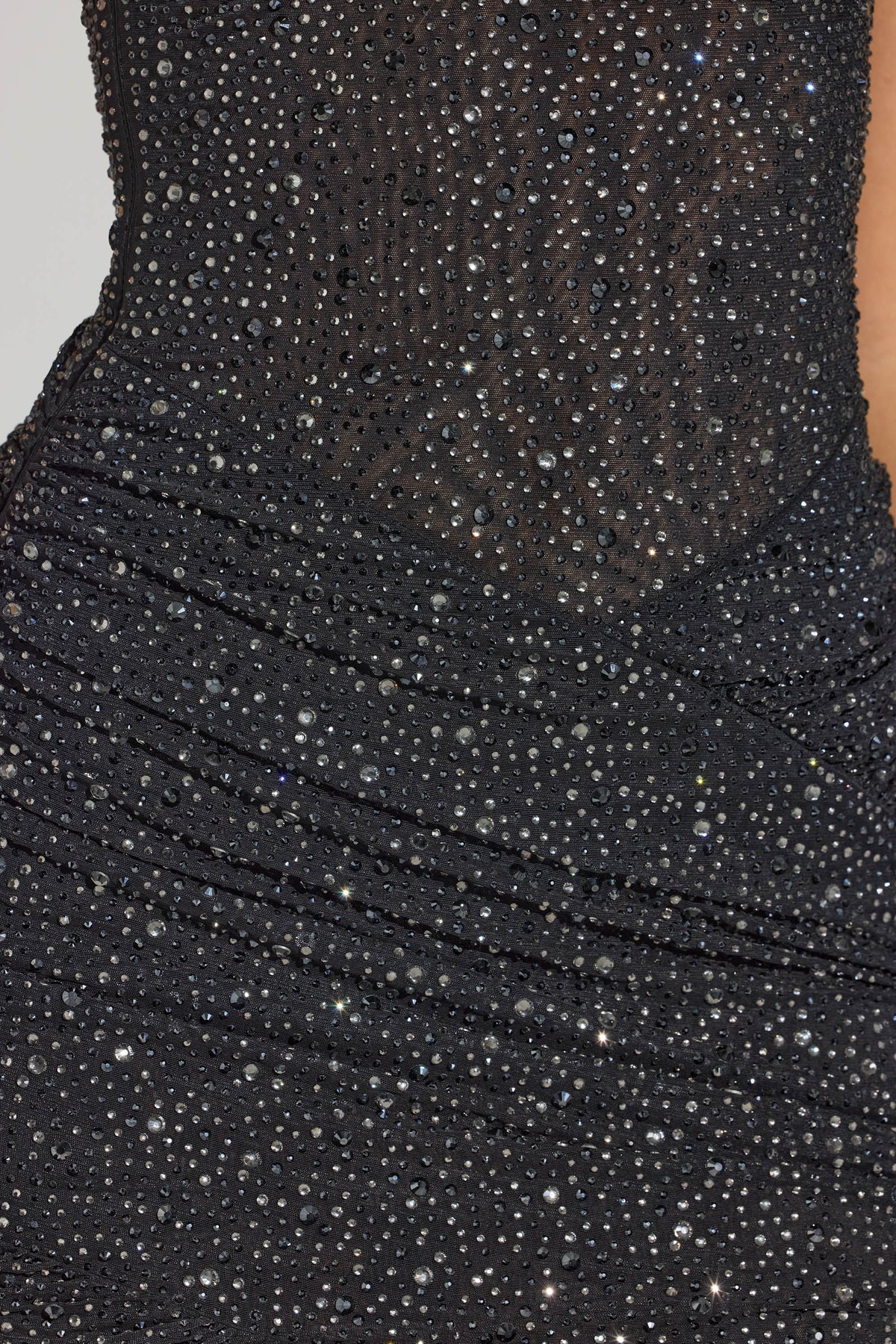 Chic Embellished One-Shoulder Mini Dress in Black