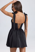 Chic Draped Corset Mini Dress in Black
