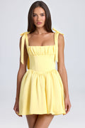 Chic Draped Corset Mini Dress in Daffodil