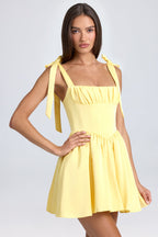 Chic Draped Corset Mini Dress in Daffodil