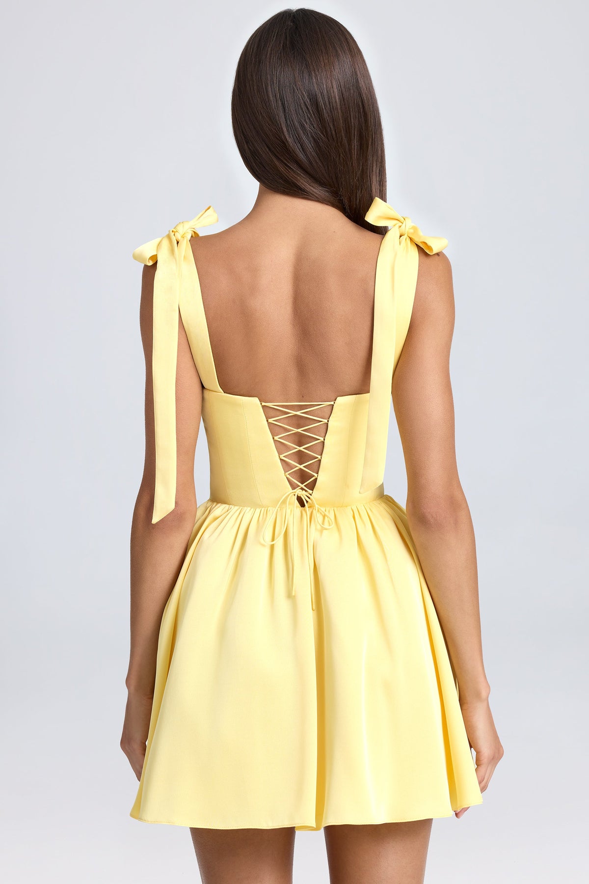 Chic Draped Corset Mini Dress in Daffodil