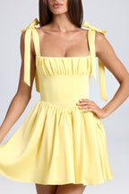 Chic Draped Corset Mini Dress in Daffodil