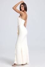 Chic Bandeau Ruffle-Trim Corset Gown in Ivory