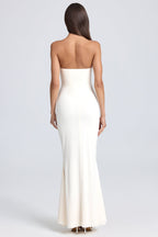 Chic Bandeau Ruffle-Trim Corset Gown in Ivory