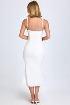 Chic Lace-Trim Midaxi Dress in White