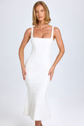 Chic Lace-Trim Midaxi Dress in White