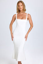 Chic Lace-Trim Midaxi Dress in White
