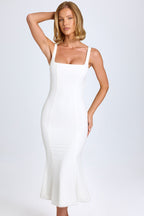 Chic Lace-Trim Midaxi Dress in White