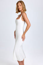 Chic Lace-Trim Midaxi Dress in White