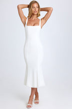Chic Lace-Trim Midaxi Dress in White