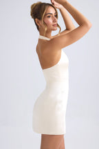 Chic Halterneck Structured Tulip Mini Dress in Ivory
