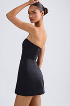 Chic Bandeau Structured Tulip Mini Dress in Black