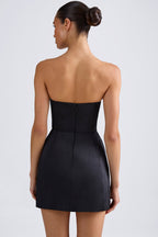 Chic Bandeau Structured Tulip Mini Dress in Black