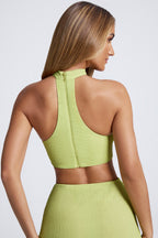Chic Hardware Detail Choker Crop Top in Olive Green