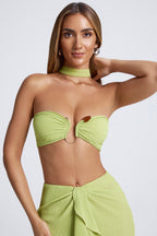 Chic Hardware Detail Choker Crop Top in Olive Green
