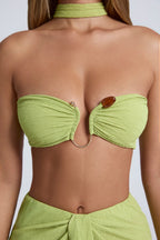 Chic Hardware Detail Choker Crop Top in Olive Green
