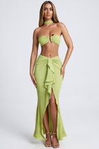 Chic Hardware Detail Choker Crop Top in Olive Green