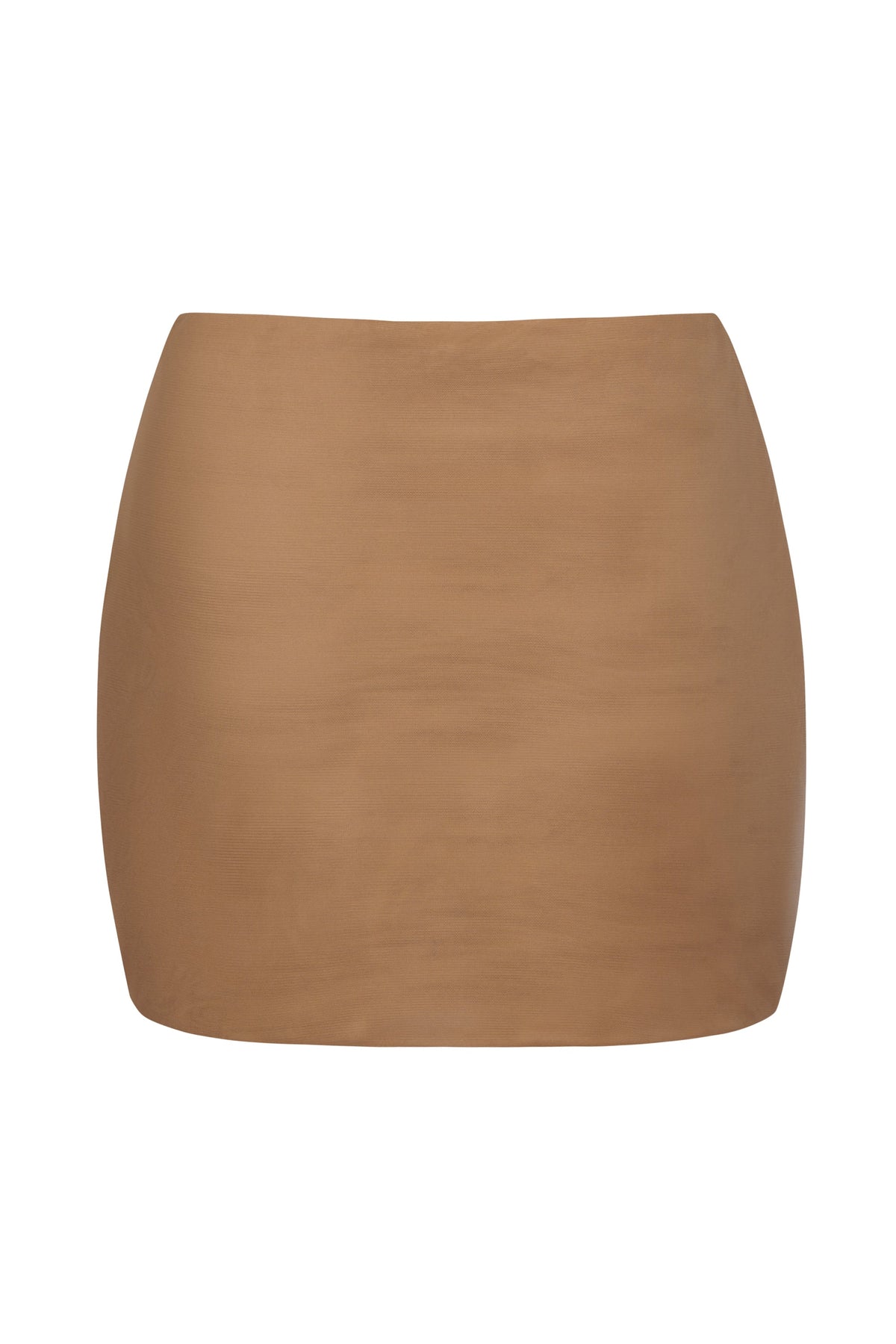 Chic Soft Mesh Low-Rise Micro Mini Slip Skirt in Almond