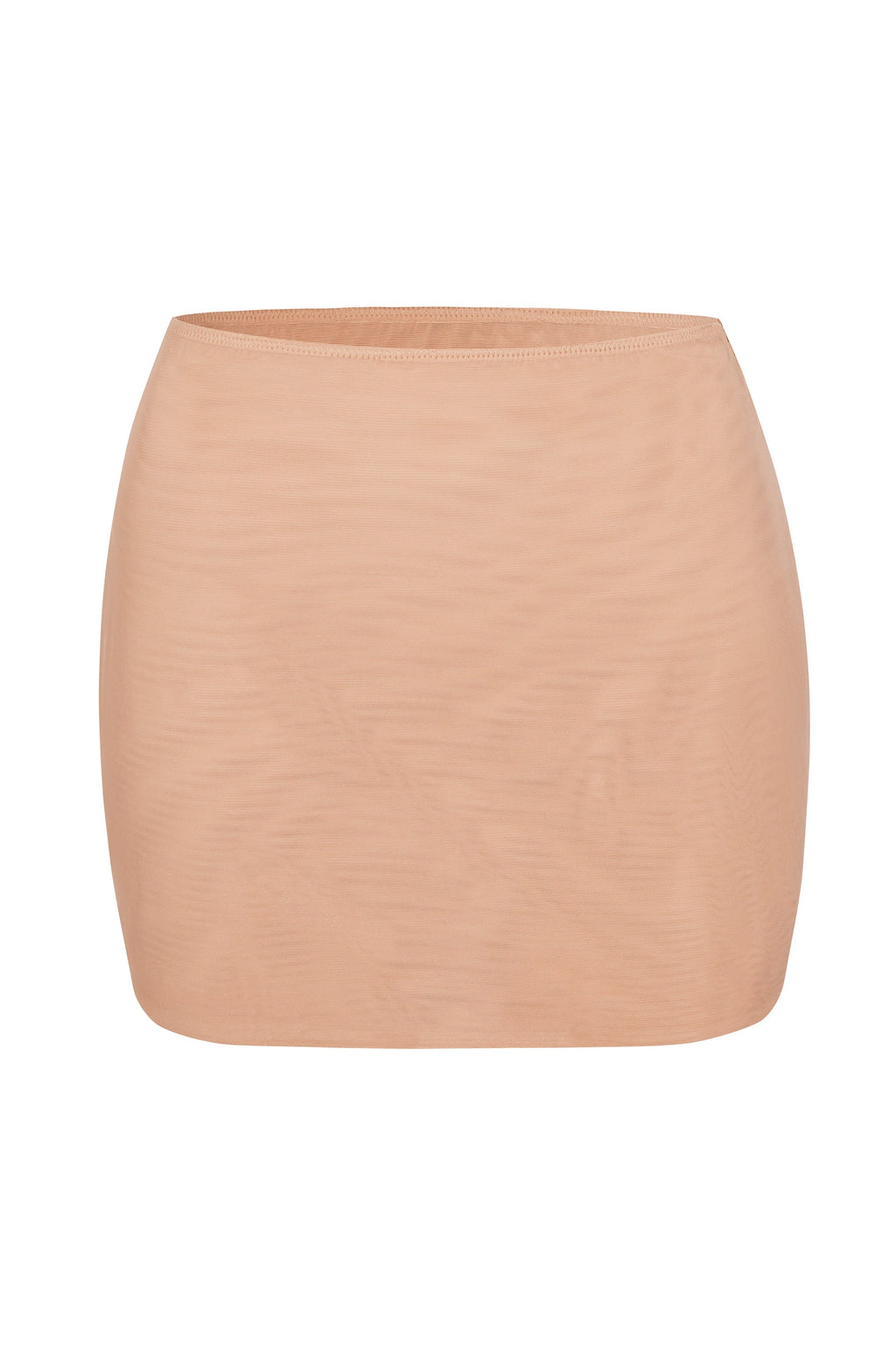 Chic Soft Mesh Low-Rise Micro Mini Slip Skirt in Warm Peach