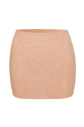 Chic Soft Mesh Low-Rise Micro Mini Slip Skirt in Warm Peach