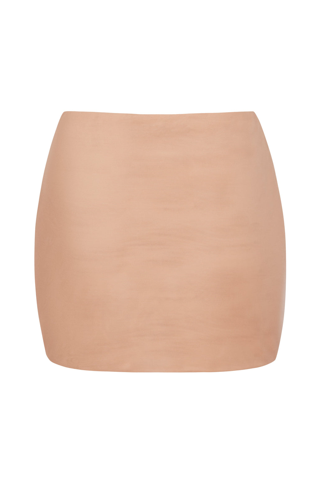 Chic Soft Mesh Low-Rise Micro Mini Slip Skirt in Warm Peach