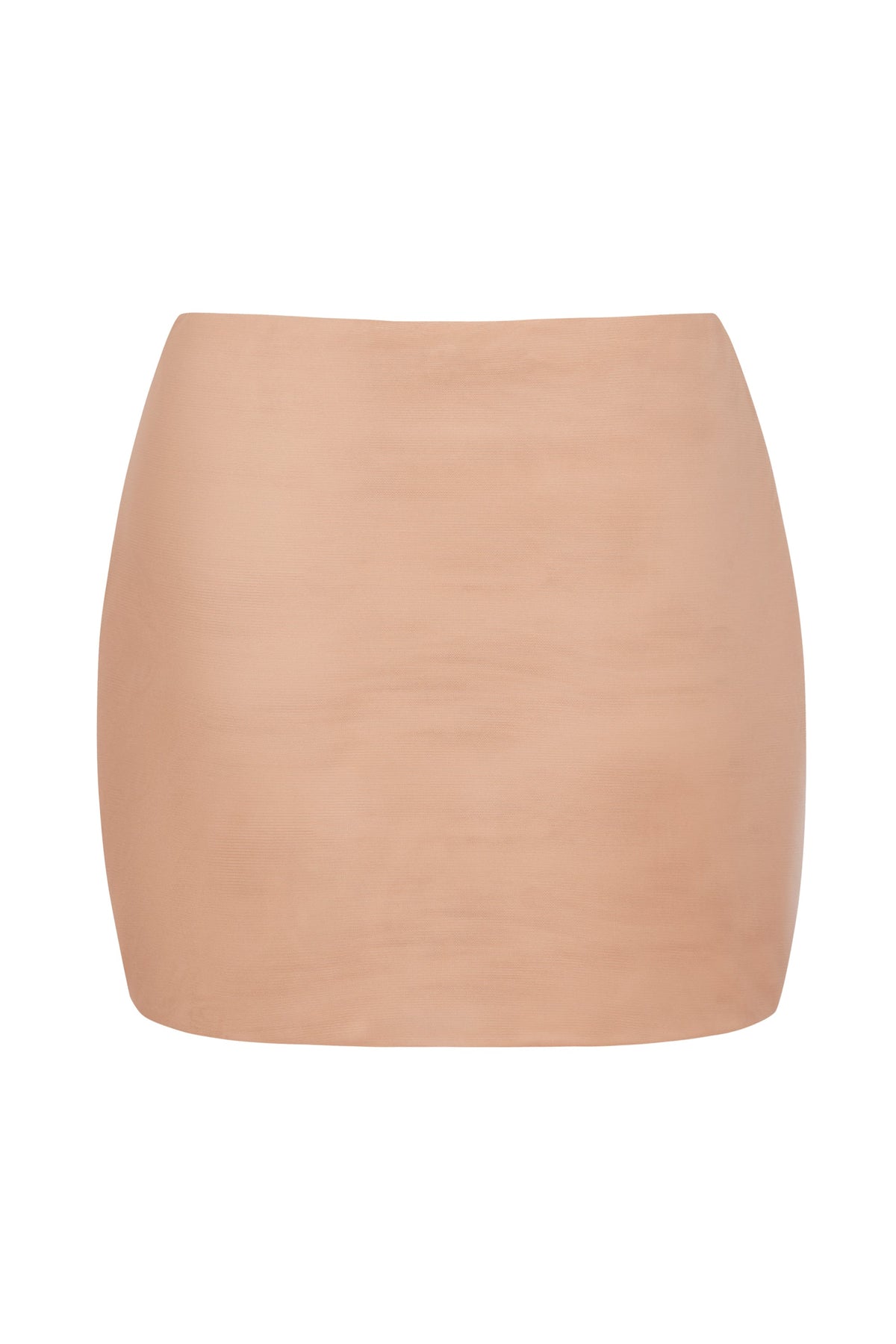 Chic Soft Mesh Low-Rise Micro Mini Slip Skirt in Warm Peach