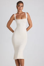 Chic Modal Lace-Trim Midaxi Dress in Ivory