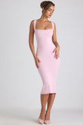 Chic Modal Lace-Trim Midaxi Dress in Soft Pink