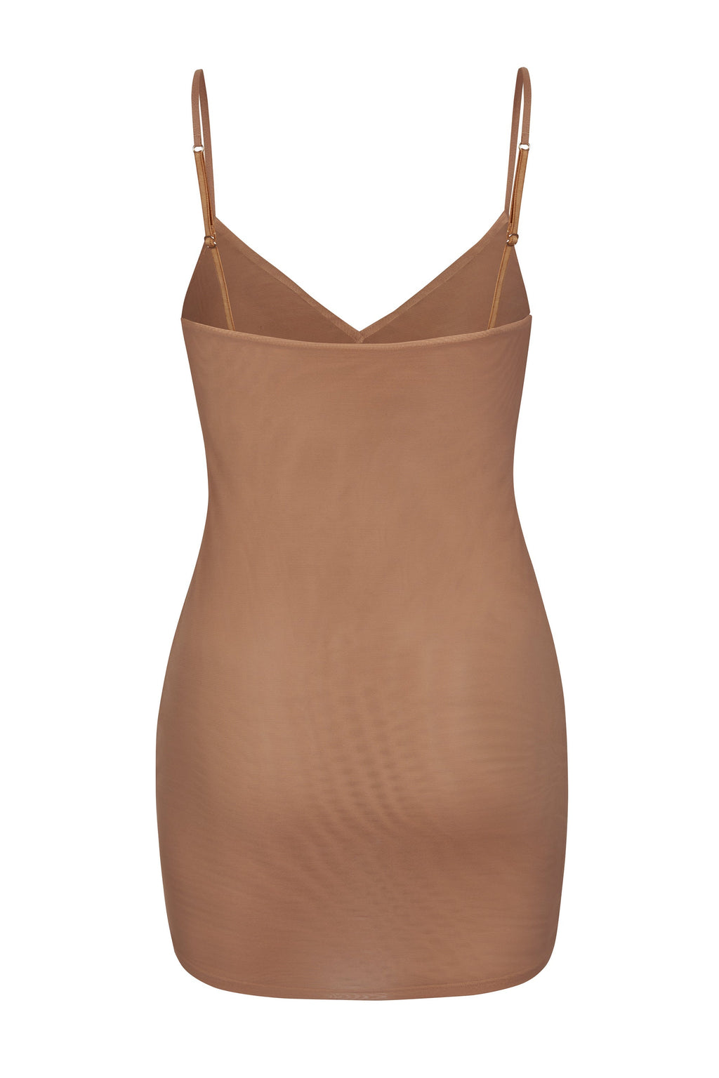 Chic Soft Mesh V-Neck Mini Slip Dress in Honey