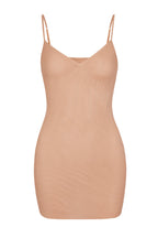Chic Soft Mesh V-Neck Mini Slip Dress in Warm Peach