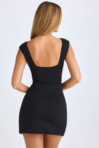 Chic Modal Ruched A-Line Mini Dress in Black