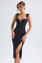 Chic Sweetheart-Neck Midaxi Dress in Black