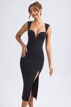 Chic Sweetheart-Neck Midaxi Dress in Black
