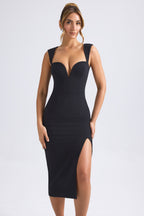 Chic Sweetheart-Neck Midaxi Dress in Black