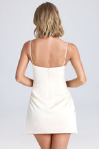 Chic Draped A-Line Mini Dress in Ivory