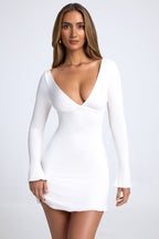 Chic Open-Back A-line Mini Dress in Coconut
