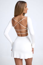 Chic Open-Back A-line Mini Dress in Coconut