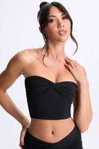 Chic Modal Twist-Front Bandeau Top in Black