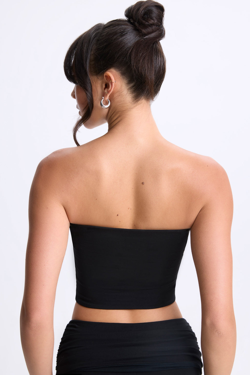 Chic Modal Twist-Front Bandeau Top in Black