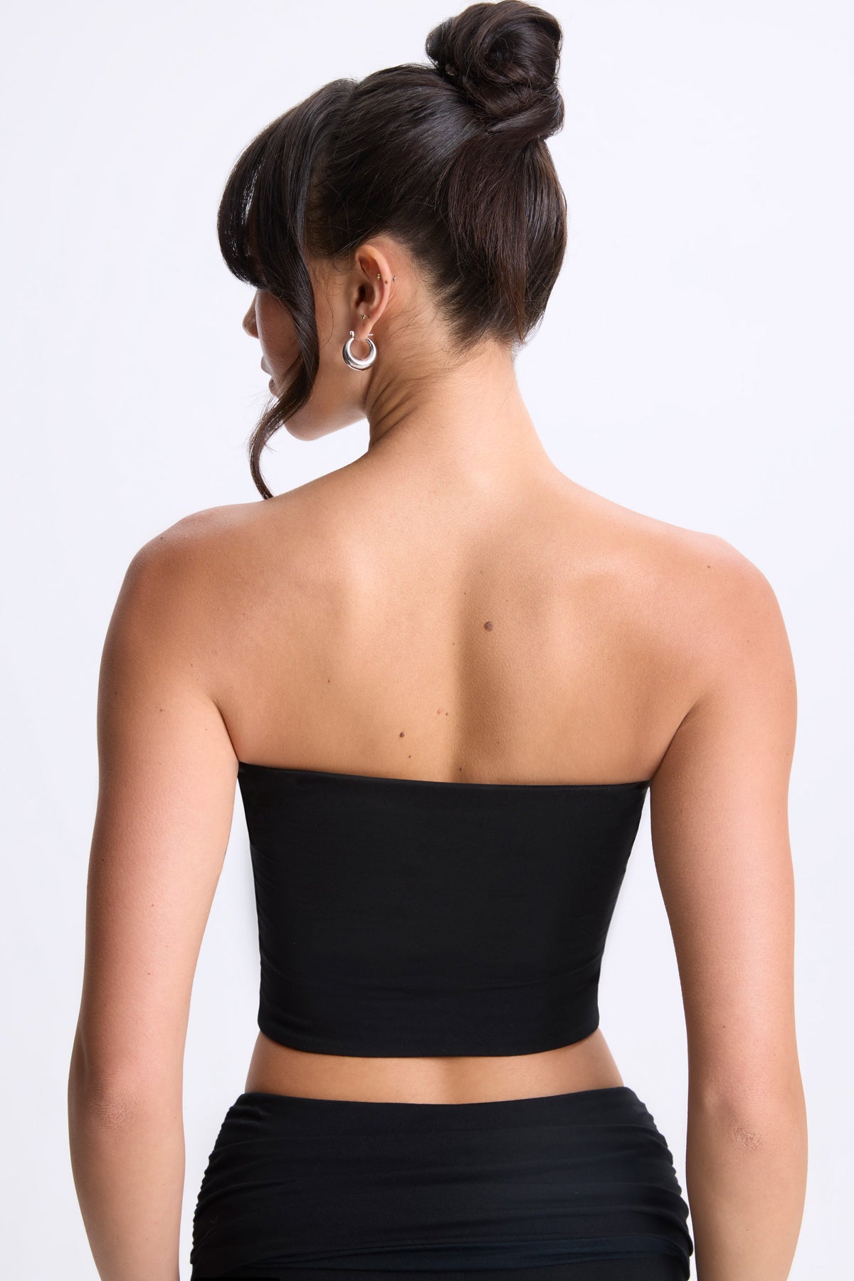 Chic Modal Twist-Front Bandeau Top in Black